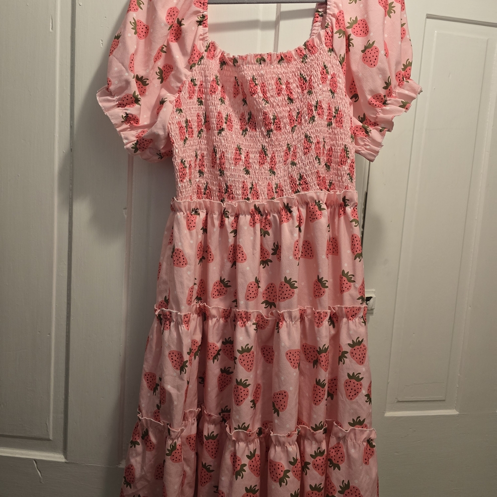 SHEIN Pink Strawberry Patterned Dress